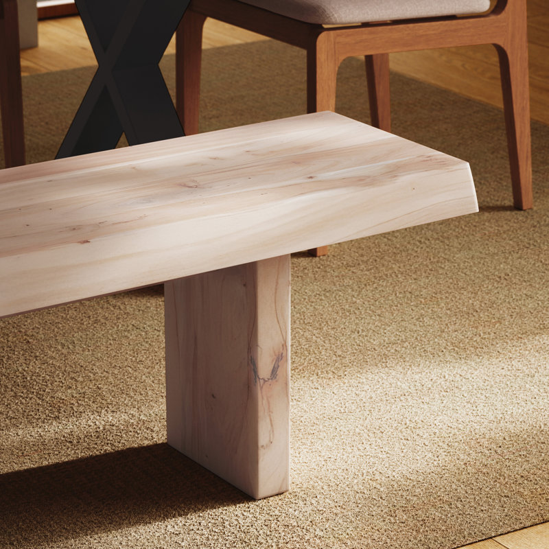 Modern Brazilian Bello Bench, White Wash, 18" H x 102" W x 15" D