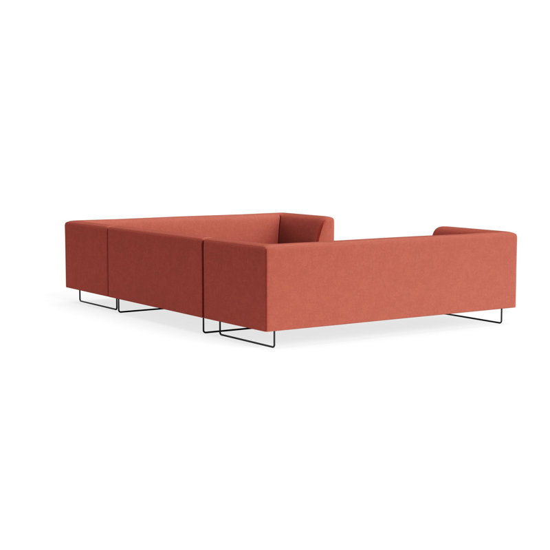 MTO - Canapé modulaire en U Bonnie & Clyde avec pieds noirs, Velours tomate