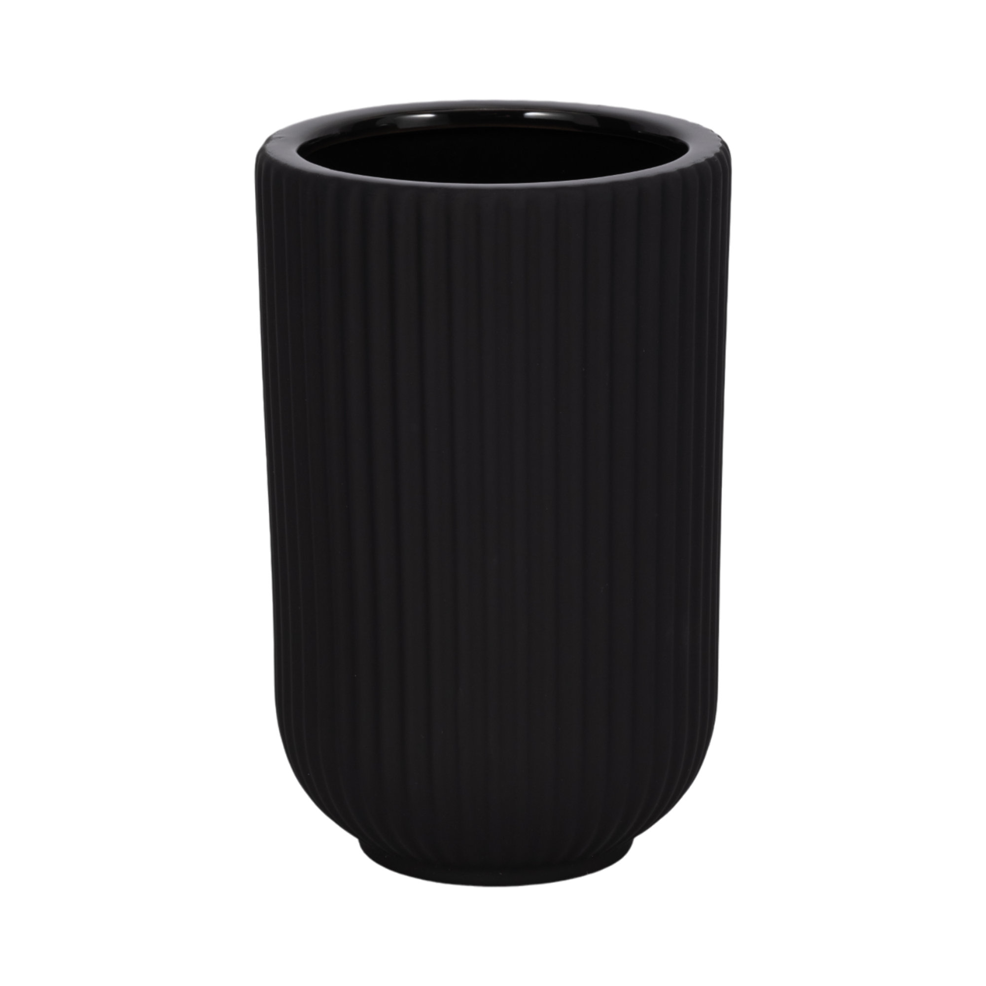 Zed Handmade Ceramic / Porcelain Table Vase, 7" H x 5" W x 5" D, Black