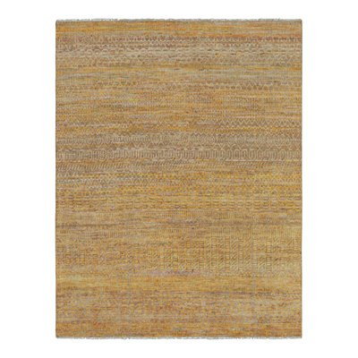 Rug & Kilim’S Contemporary Rug With Gold Stripes And Geometric Patterns