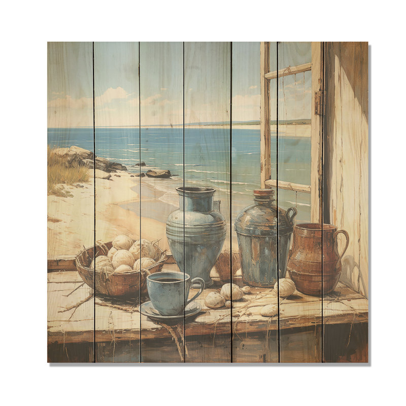 Vue de fenêtre Costal Poteries - Fenêtres de ferme sur bois, H 25 po x l 25 po