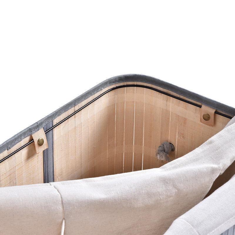 HOMCOM 100L Natural Wood Laundry Basket A Compartment w/ Flip Lid Grey, Grey, 63 H cm x 52 W cm x 32 D cm