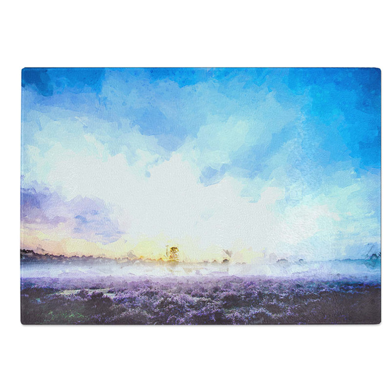 Glass Field of Heather in The Netherlands in Abstract Chopping Board, 39 cm W x 28.5 cm L