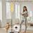 PeeNoke 68.5" Standing Floor Lamp Yellow White Gingham Checkered Design Dimmable Metal Pole Lamp with Linen Lampshade LED Bulb Included