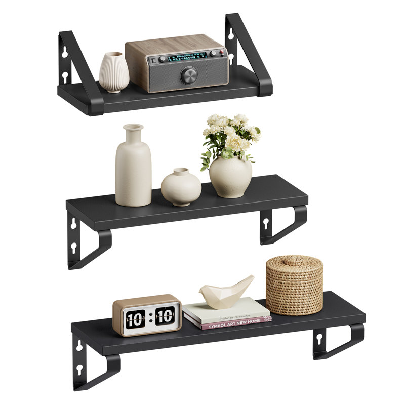 Seaford 3 Piece Bracket Shelf, Ink Black