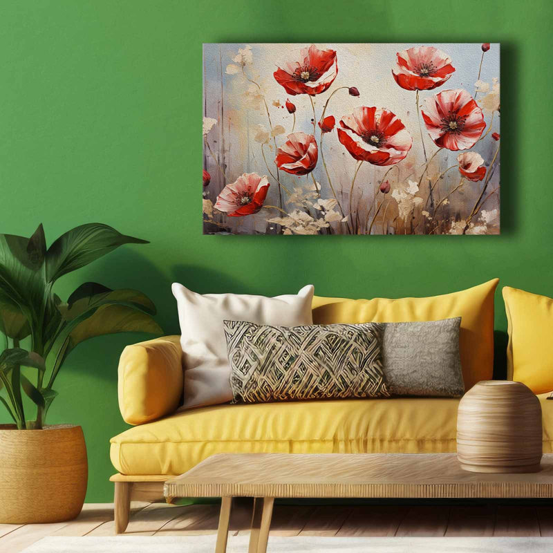 Red Poppy Meadow Canvas Wall Art