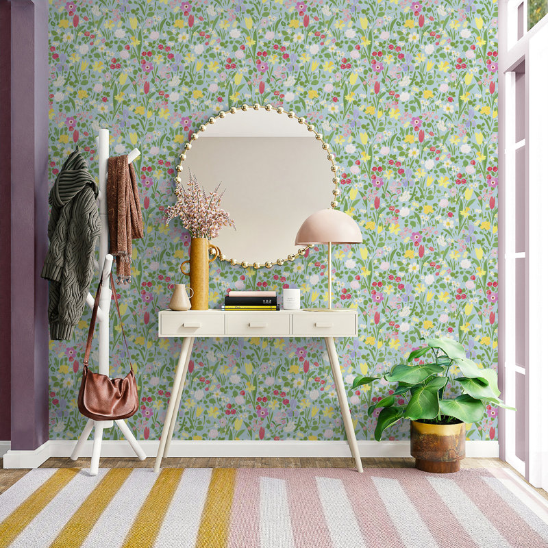 Paule Marrot Floral Wallpaper Double Roll, Sky Blue