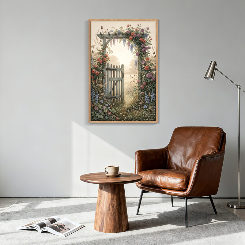 Ensemble de 1 tableau sur toile représentant un jardin floral, 48"H x 32"W, Natural