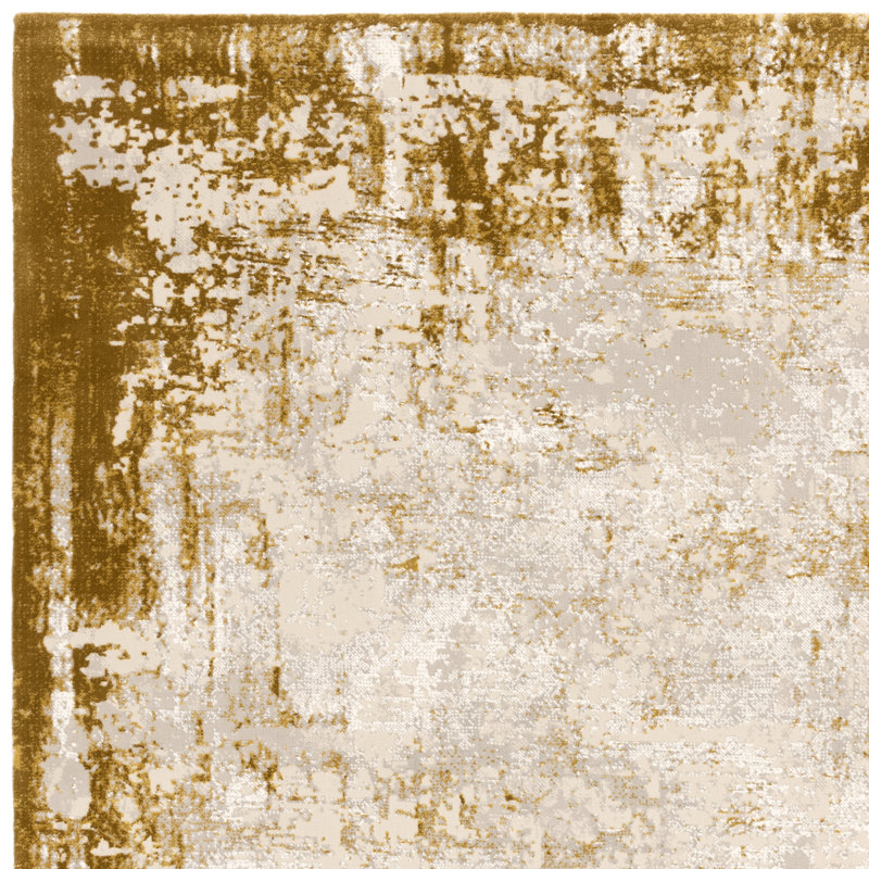 Abrienne Soft Shiny Border Gold Rug, Rectangle 160 x 230cm