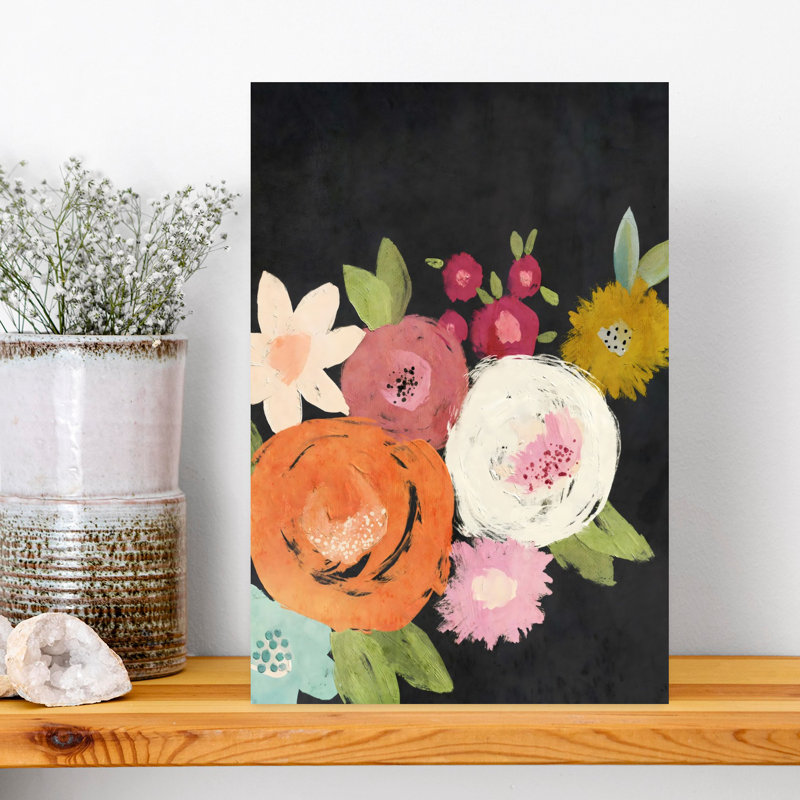 Art floral abstrait jardin contemporain, 18" H x 12" W