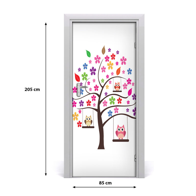 Owls Swings Door Decal, 205cm H x 85cm W
