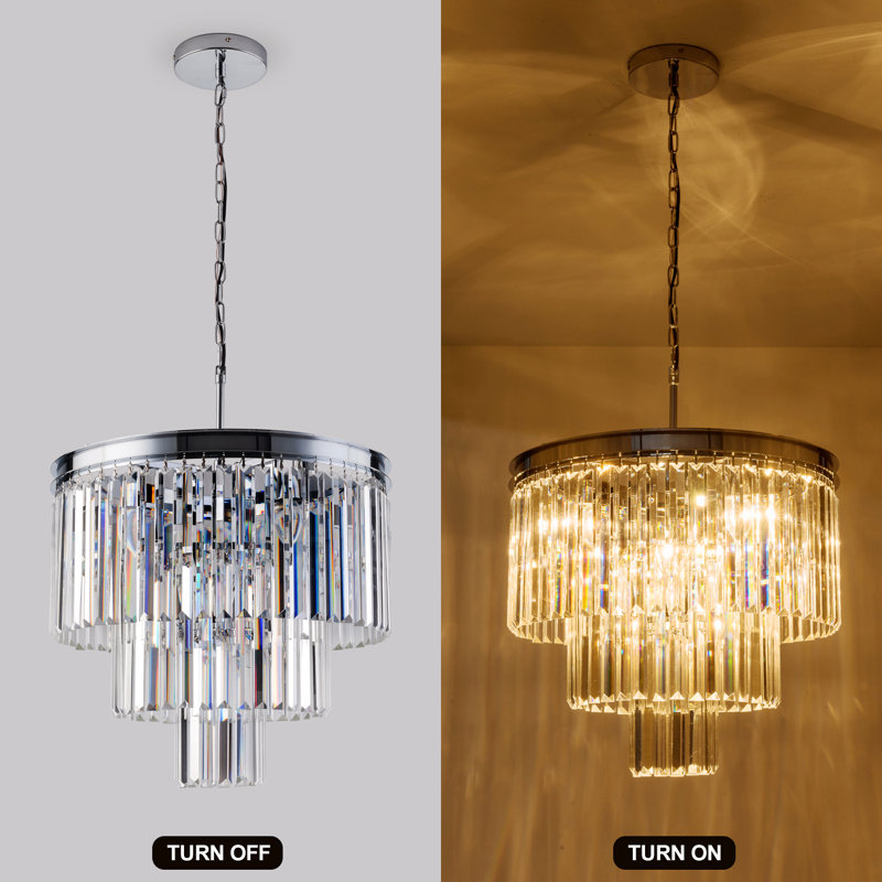 Chrome Crystal 7-Light Drum Pendant Chandelier