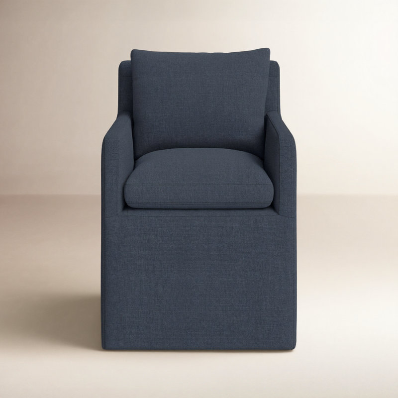 Alayaa Upholstered Armchair, Effie Indigo Performance Linen