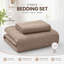 Ensemble de couvre-lit en microfibre gaufrée en lin avec taies d'oreiller, literie matelassée réversible et respirante pour un confort tout au long de l'année-133961986-133961987