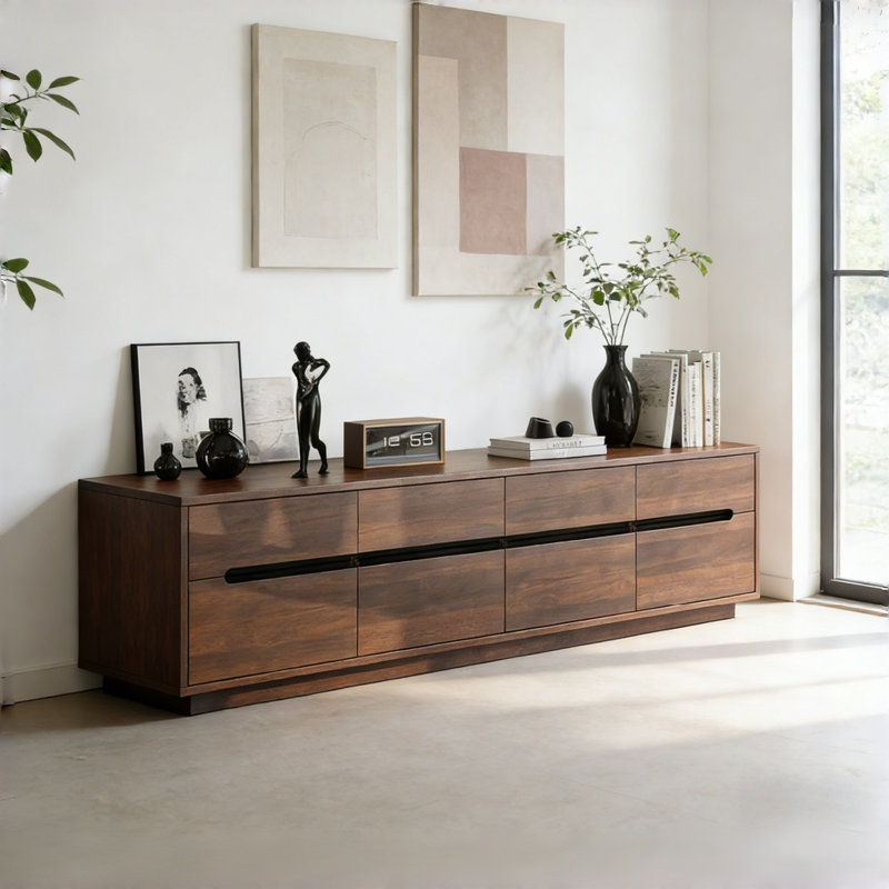 Meuble télé simple, rétro et léger, Brun noyer