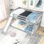 Lit double superposé au-dessus de la construction avec glissière inclinable et mobile, pliable rotatif gris