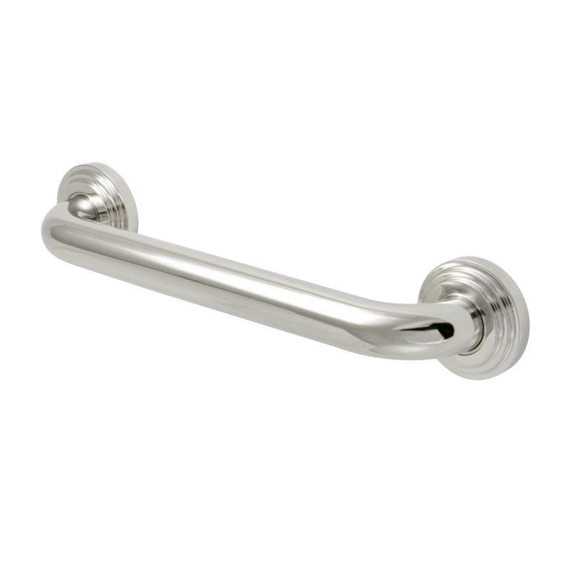 Kingston Brass Milano 1-1/4 Inch O.D Grab Bar, 12" W, Polished Nickel