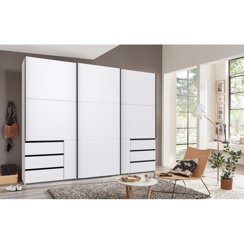 Guardino 3 Door Wardrobe, White, 236cm H x 300cm W x 65cm D