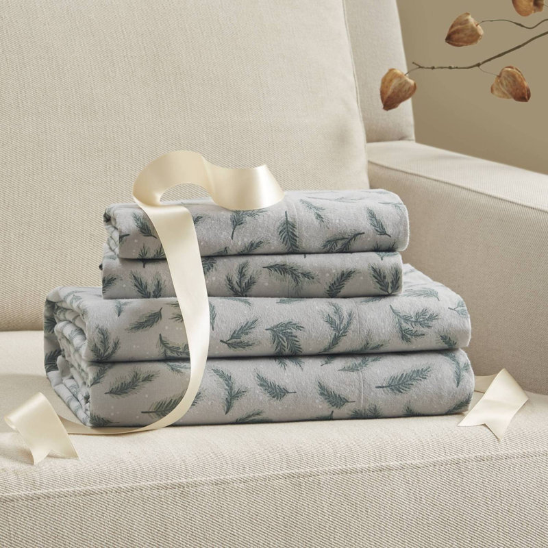 Ensemble de draps 4 pièces 100% coton avec drap-housse, drap plat et 2 taies d'oreiller 4 pièces
