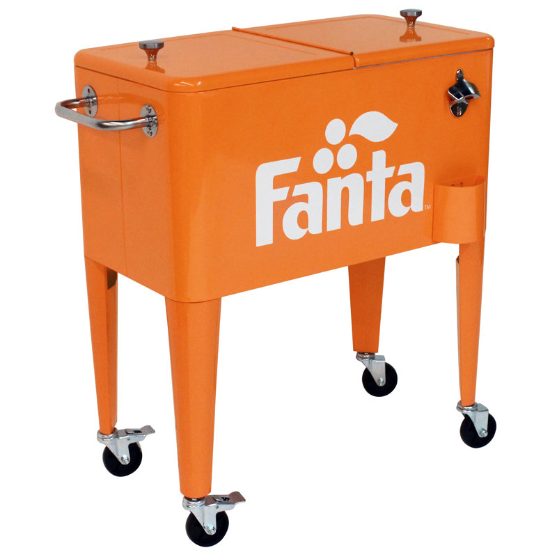 Leigh Country 60 Quarts Serving Station / Cart Cooler with wheels in Orange