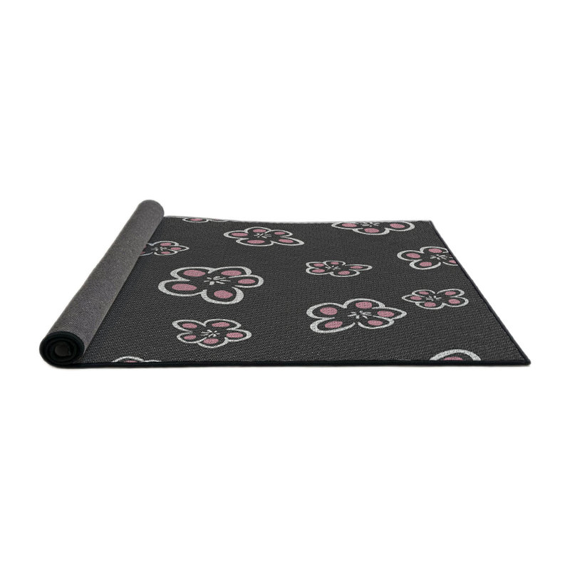 Tapis décoratif floral gris Dahlen, Rond 8 pi