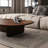  Table basse ovale en bois massif brun noisette-107929425