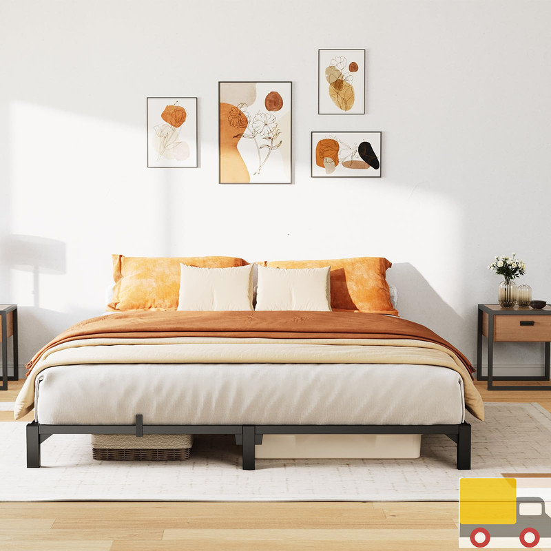 Metal Bed Frame, Heavy Duty Platform with 800 lbs Support, No Box Spring Needed, Easy Tool-Free Assembly, Noise-Free Design