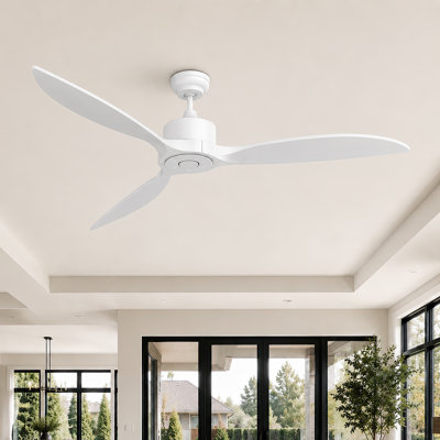 65" High-Airflow 7500CFM Solid Wood Large Ceiling Fan Remote Control No Light, 6-Speed, Reversible Airflow Silent DC Motor, 3CCT Dimmable