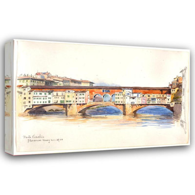 "Ponte Vecchio, Florence" by  George Elbert Burr - Gallery Wrap Canvas Wall Art