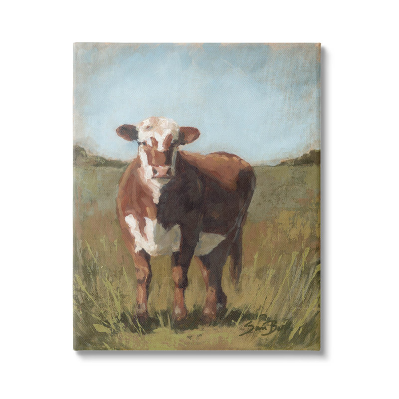 Art mural sur toile "Bovins de campagne" par Sara Baker, H 20 po x l 16 po x P 1,5 po