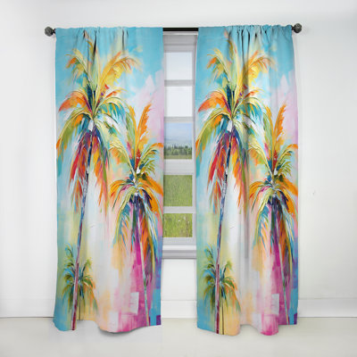 Popart Palm Trees III - Palms & Palm Trees Blackout Floral Curtain - 1 Panel