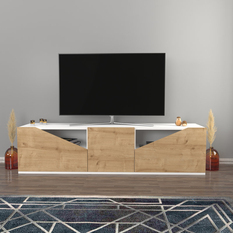 Brunehilde TV Stand for TVs up to 70", White/Oak