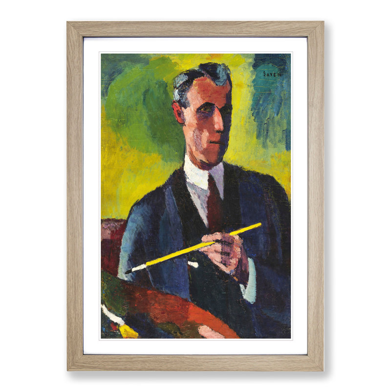 Self-Portrait by Henry Lyman Sayen - Picture Frame Painting, Oak Framed, 48cm H x 36cm W x 2cm D