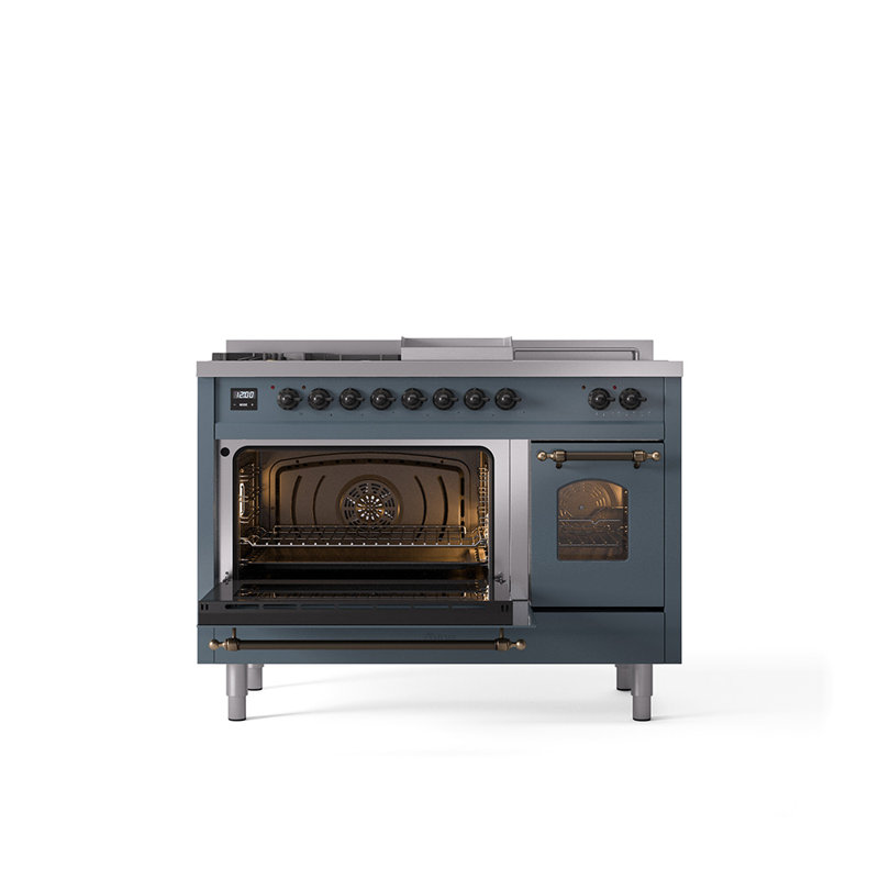ILVE Nostalgie II 48 Dual Fuel Range, Blue/Gray/Bronze, Natural Gas