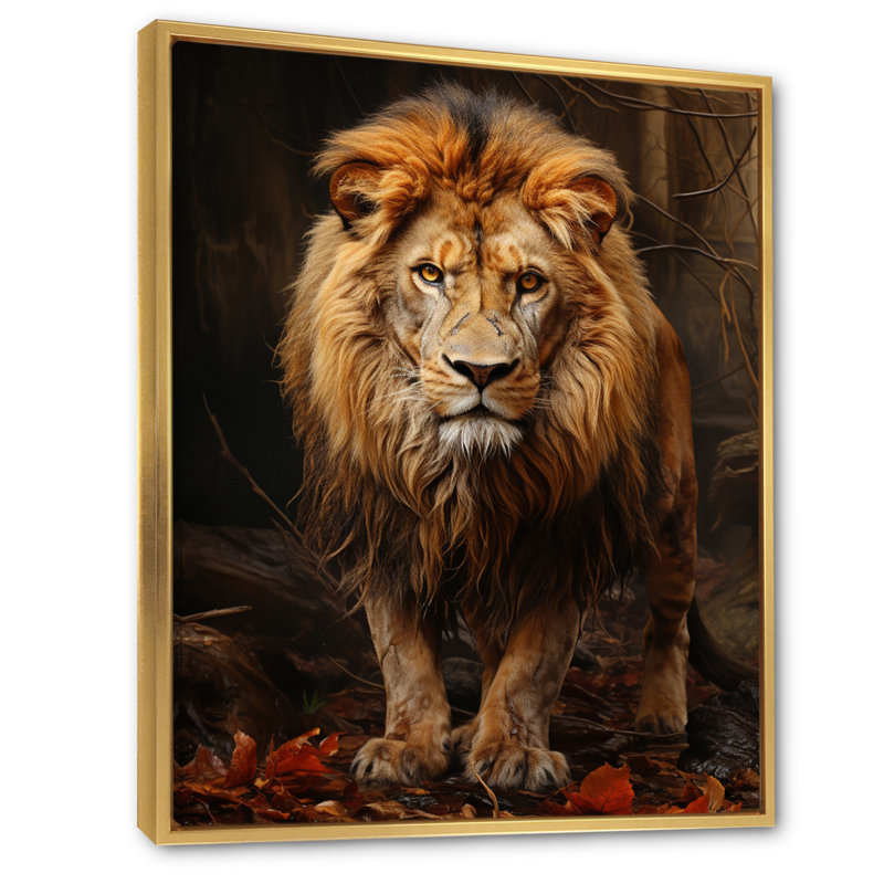 «Lion Realistic Wilderness Realistic I» sur toile, H 32 po x l 16 po x P 1 po, Cadre flottant doré