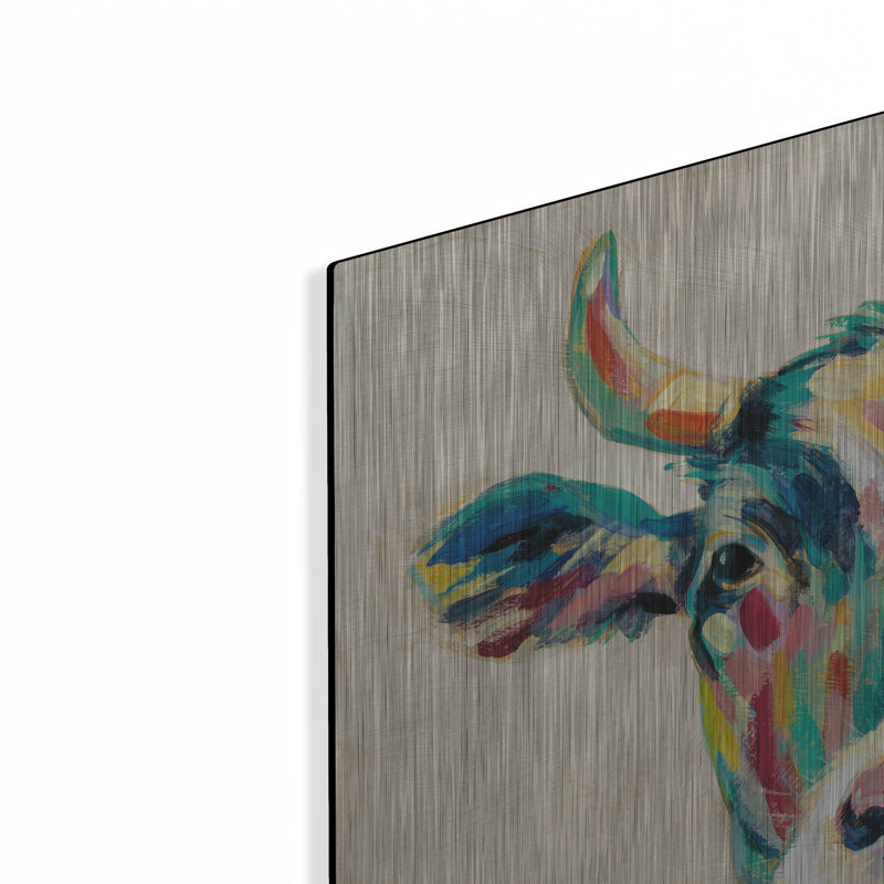 «Expressionistic Cow II» par Silvia Vassileva sur métal, H 24 po x l 24 po