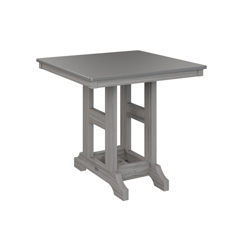 Table de salle à manger à hauteur de comptoir 33 po Berlin, Acier inoxydable martelé, Bois flottant gris