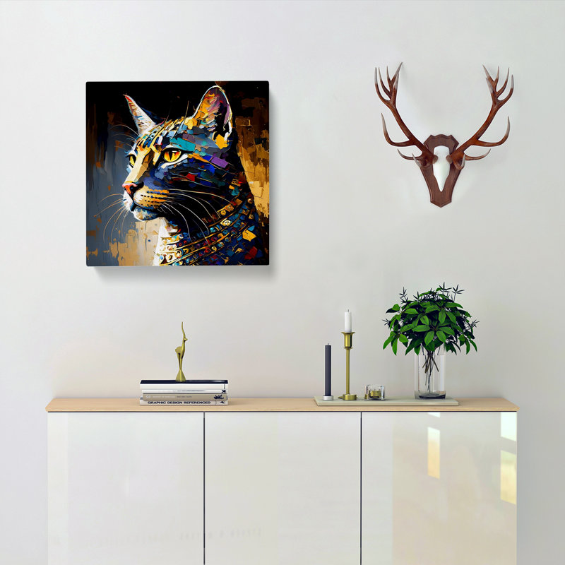 Egyptian Cat Palette Knife Painting - Wrapped Canvas
