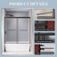 Porte de douche coulissante double sans cadre en aluminium l 60 po x H 62 po