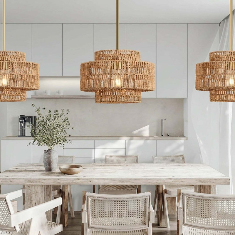 Luminaire suspendu 1 lumière Boho Rattan