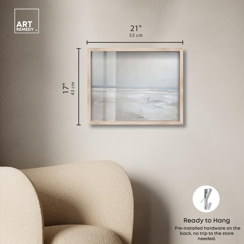 «Seabird Shadowbox Print» par Art Remedy, Crème, crème, H 17 po x l 21 po