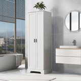 Laurah Tall Bathroom Cabinet, Linen Cabinet with 2 Doors & 2 Adjustable Shelf, Freestanding Stly ,MDF Board