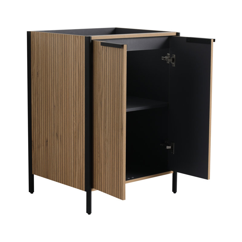 Meuble-lavabo autoportant de 23,25 po avec portes à fermeture douce en café clair