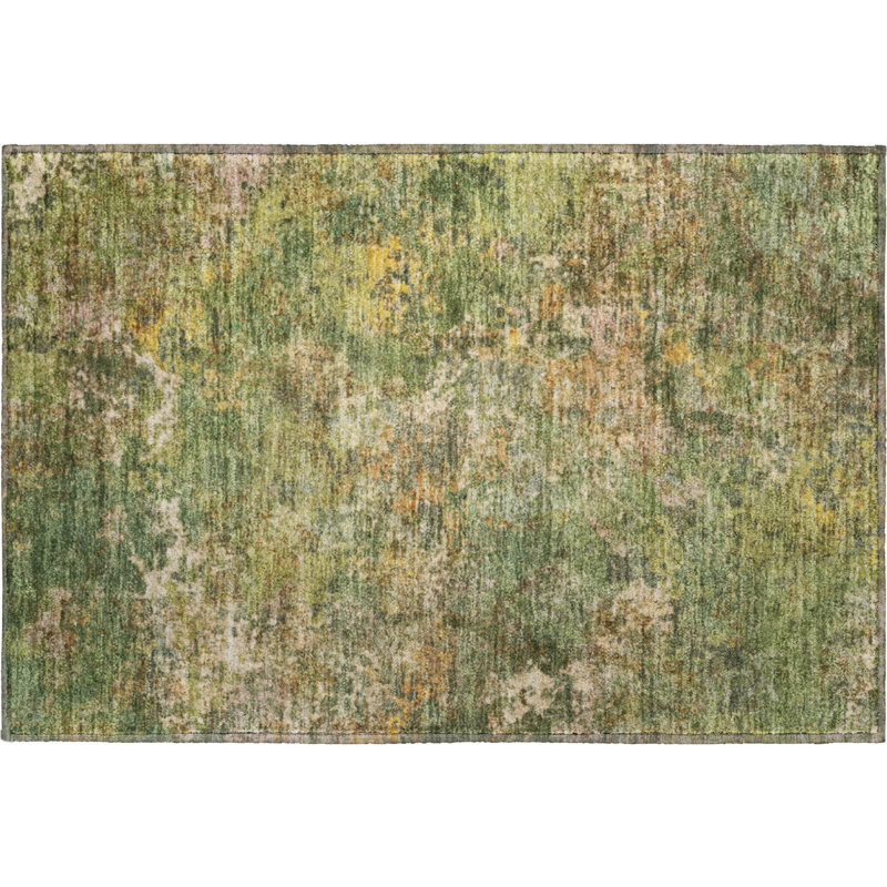 Premium Machine Washable Mayfield abstract Rug, 1'8" x 2'6", Aloe