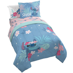 LiloStitchPD Blue/Pink Microfiber Reversible 5 Piece Comforter Set