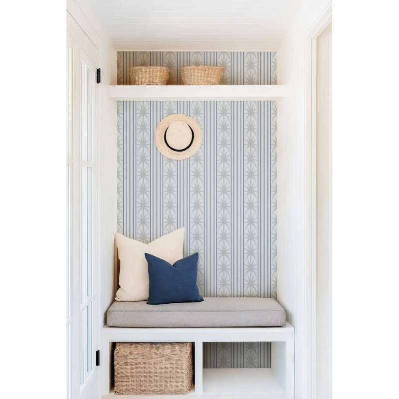 Ocean Drive Stripe - Wallpaper, Premium Paper, Cool Blues
