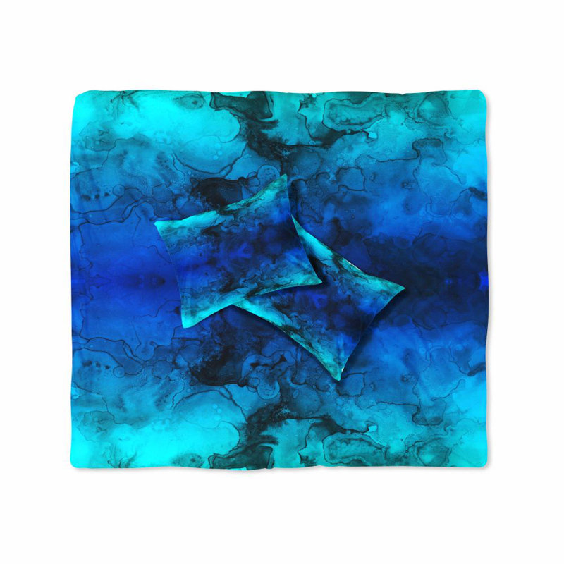 Ensemble de housse de couette marbré Abstract Ocean, Housse de couette pour grand lit et 2 taies décor