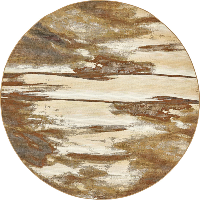 Tapis intérieur / extérieur brun Skylar, Rond 8 pi