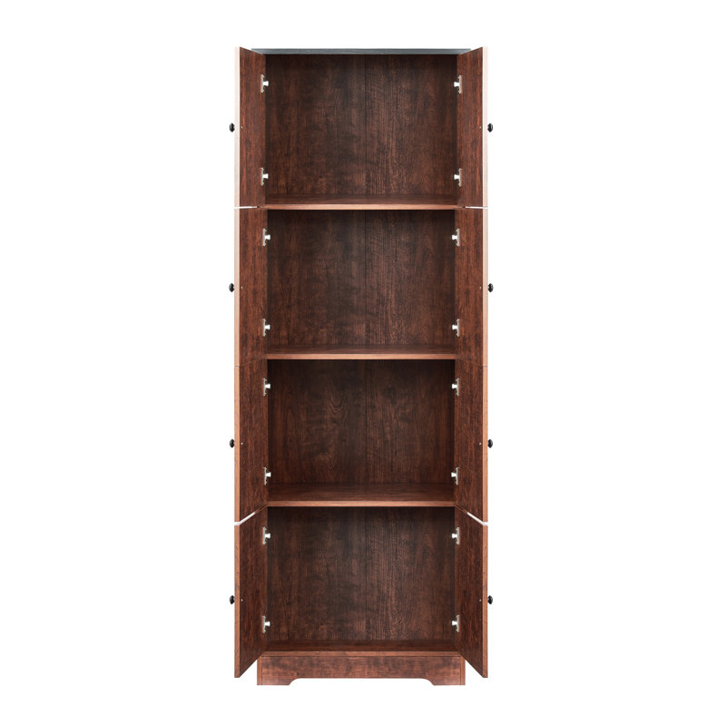 Armoire à 4 tablettes et 8 portes en noyer - Ajoutez du rangement à votre chambre d'amis pour garder les outils de garage organisés