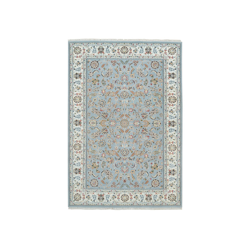Tapis oriental bleu clair en laine noué à la main 250 KPSI 6 pi x 9 pi 2 po 9E14C5C39CE5455D805F057670424CF3